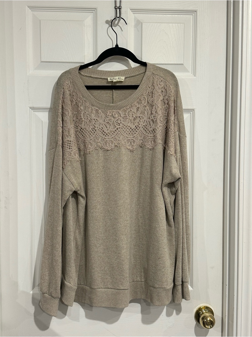 Indigo Rose Anthropologie Lace Scoop Neck Sweater in a Size 3X